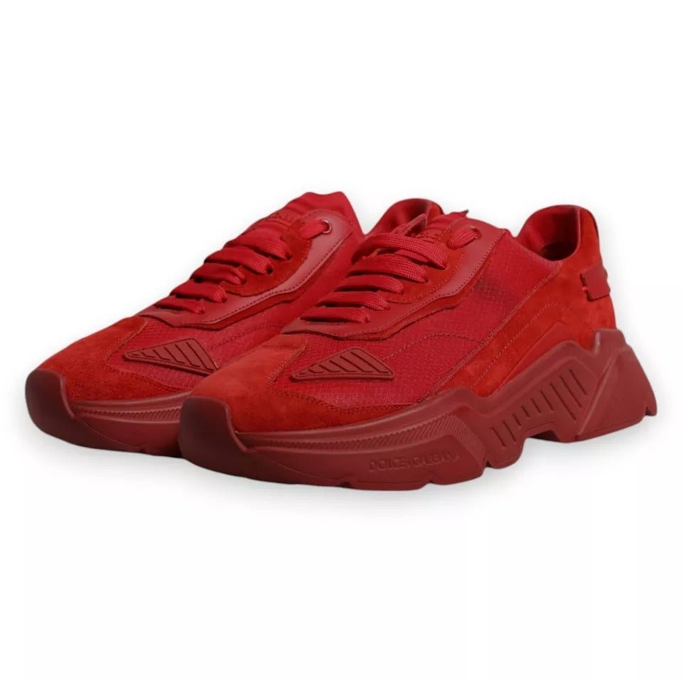 Dolce & Gabbana Red Leather Daymaster Low Top Sneakers Shoes - SMARTMARTNZ