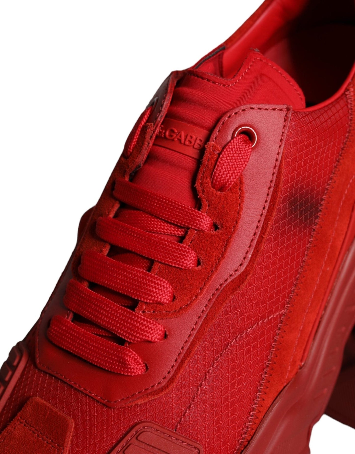 Dolce & Gabbana Red Leather Daymaster Low Top Sneakers Shoes - SMARTMARTNZ