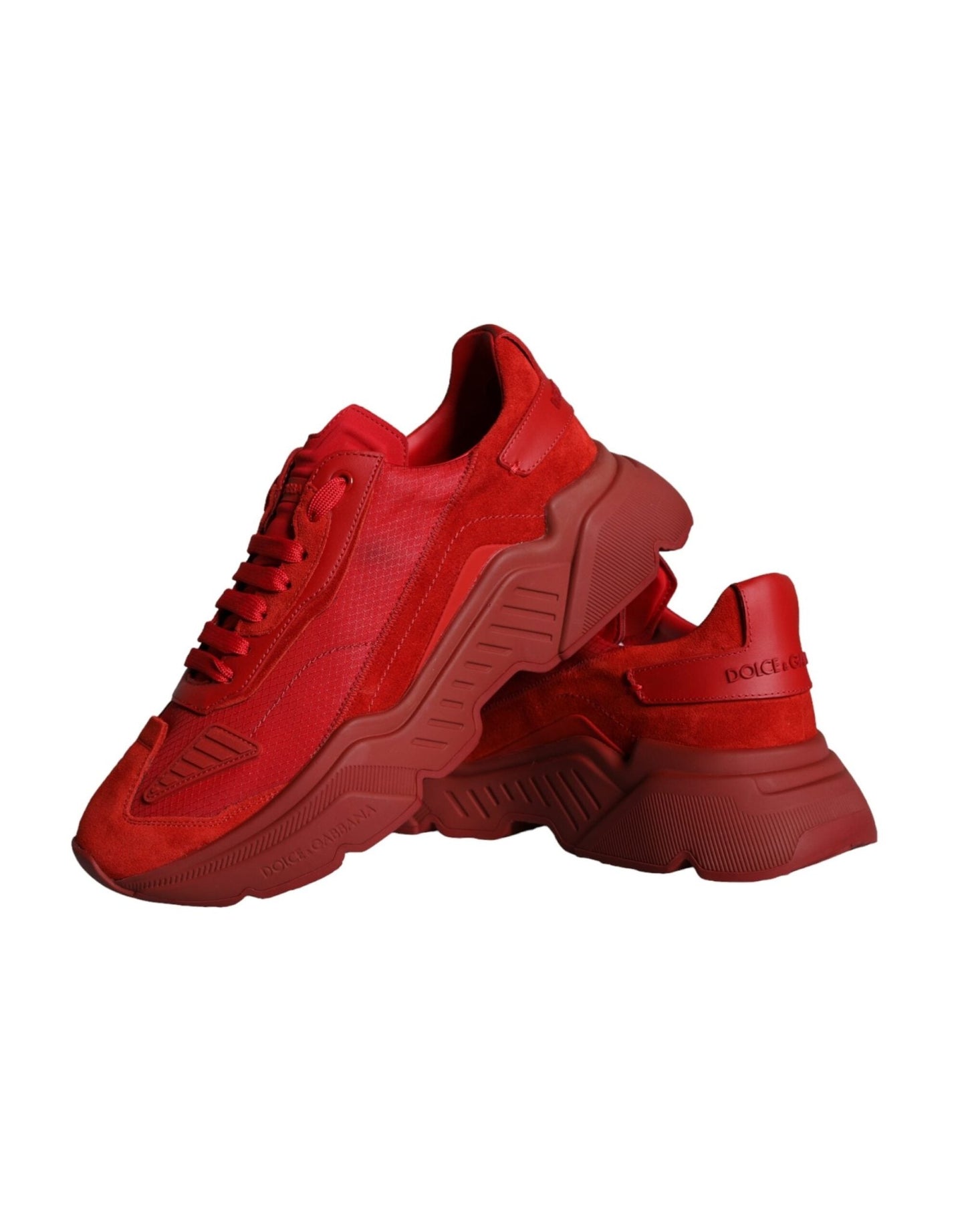 Dolce & Gabbana Red Leather Daymaster Low Top Sneakers Shoes - SMARTMARTNZ