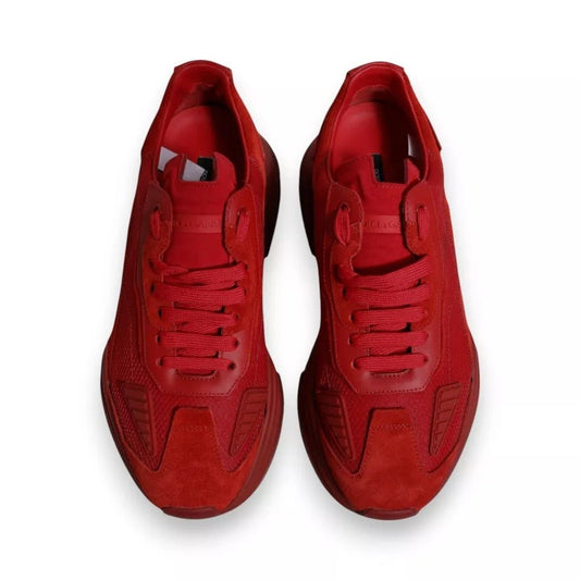 Dolce & Gabbana Red Leather Daymaster Low Top Sneakers Shoes - SMARTMARTNZ