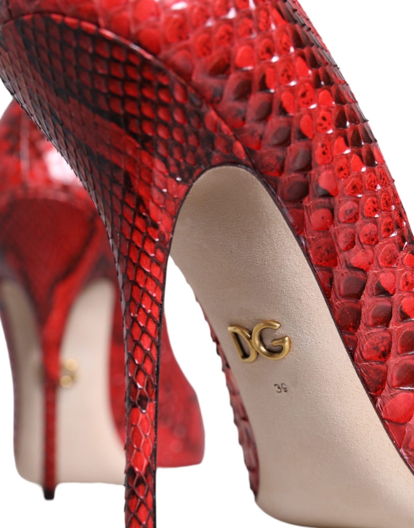 Dolce & Gabbana Red Leather Stiletto High Heels Pumps Shoes - SMARTMARTNZ