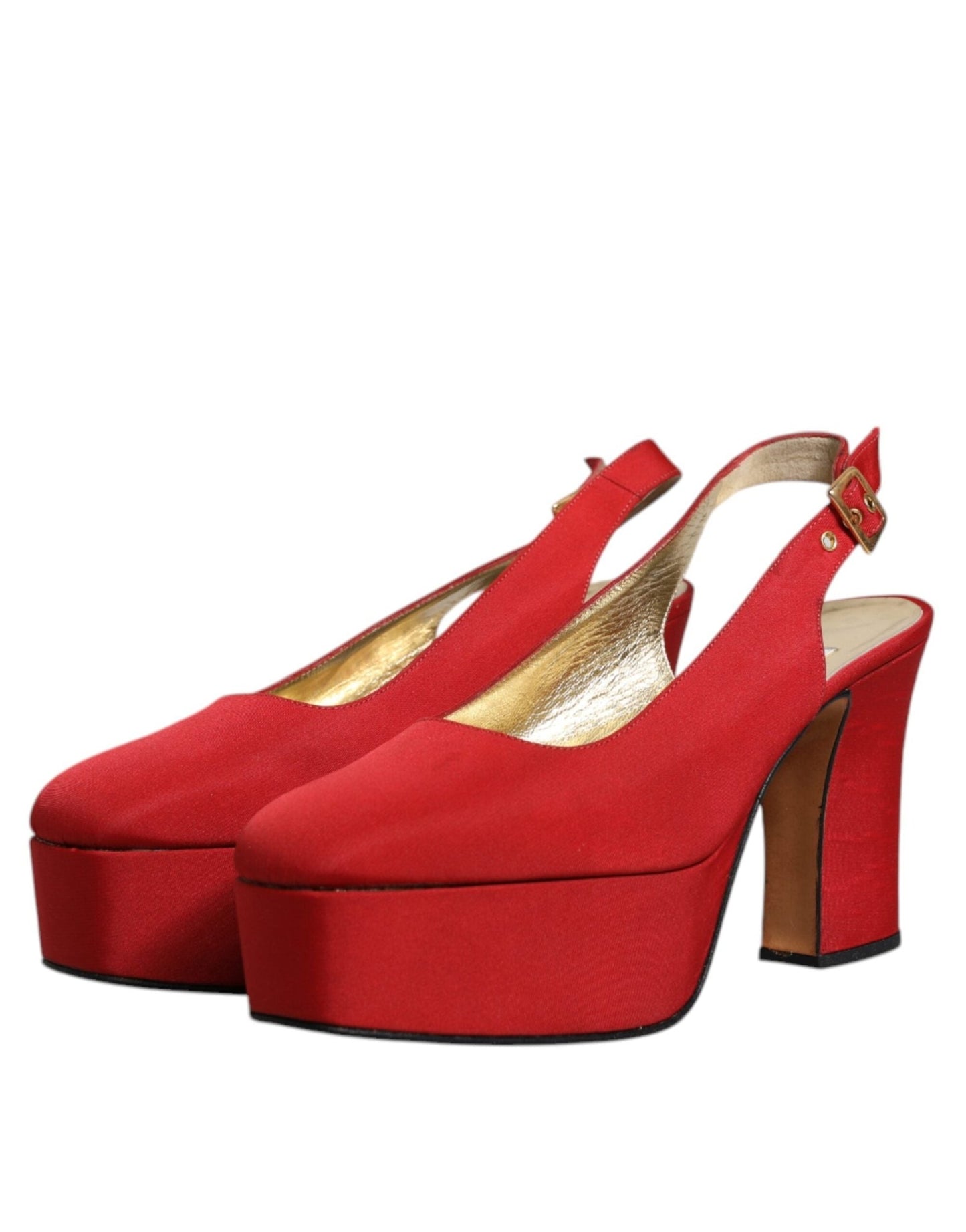 Dolce & Gabbana Red Platform Slingback Heels Sandals Shoes - SMARTMARTNZ