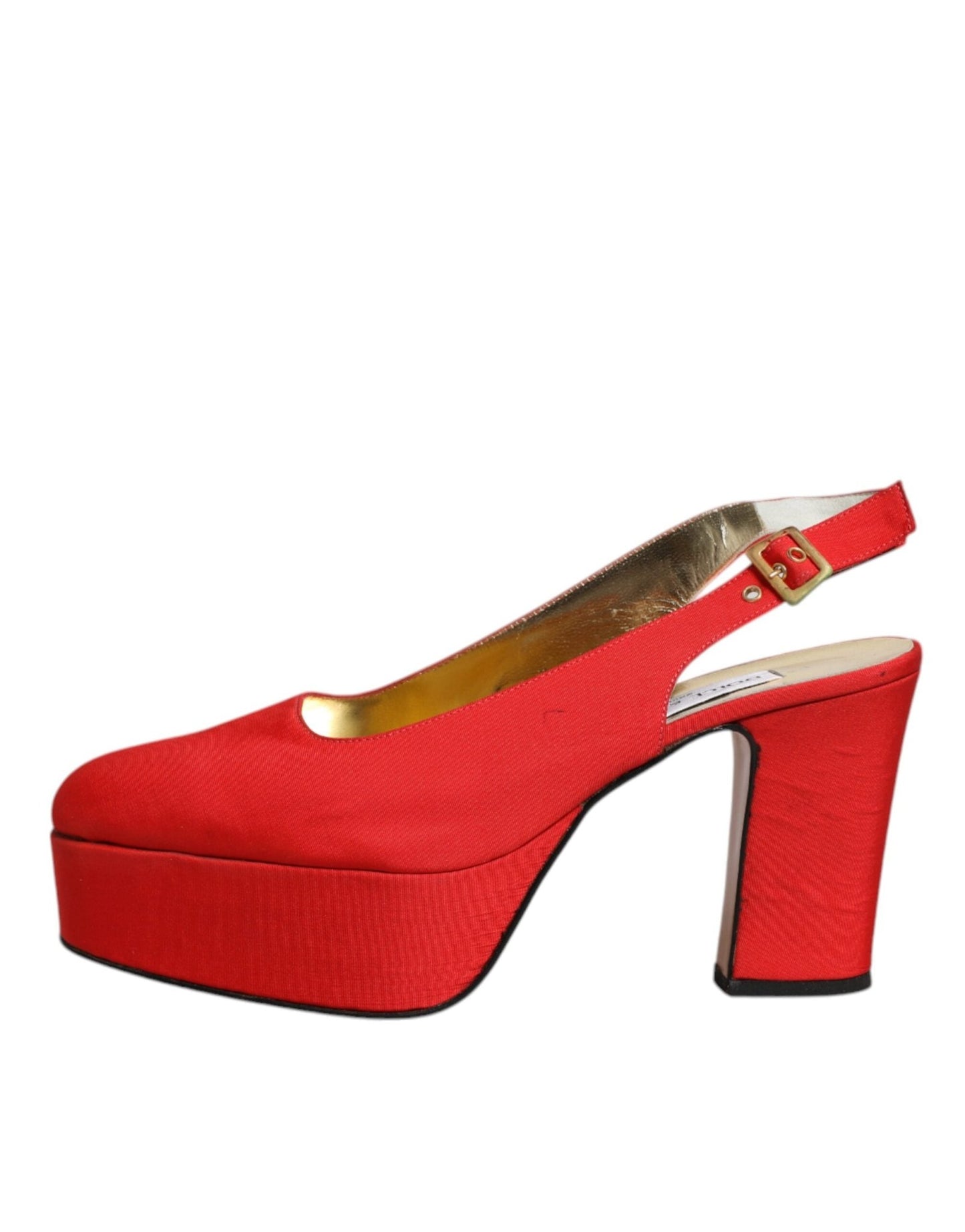 Dolce & Gabbana Red Platform Slingback Heels Sandals Shoes - SMARTMARTNZ