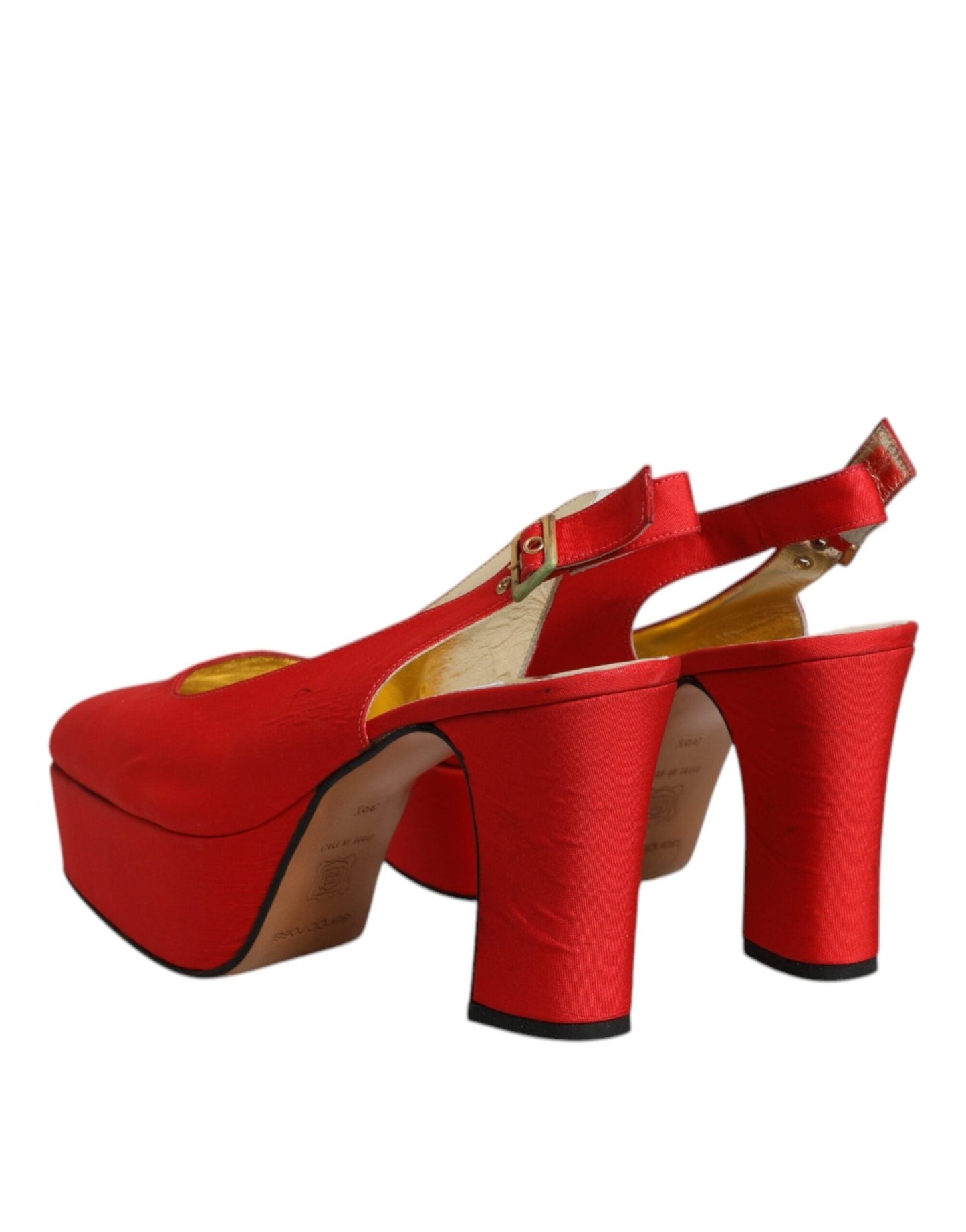 Dolce & Gabbana Red Platform Slingback Heels Sandals Shoes - SMARTMARTNZ