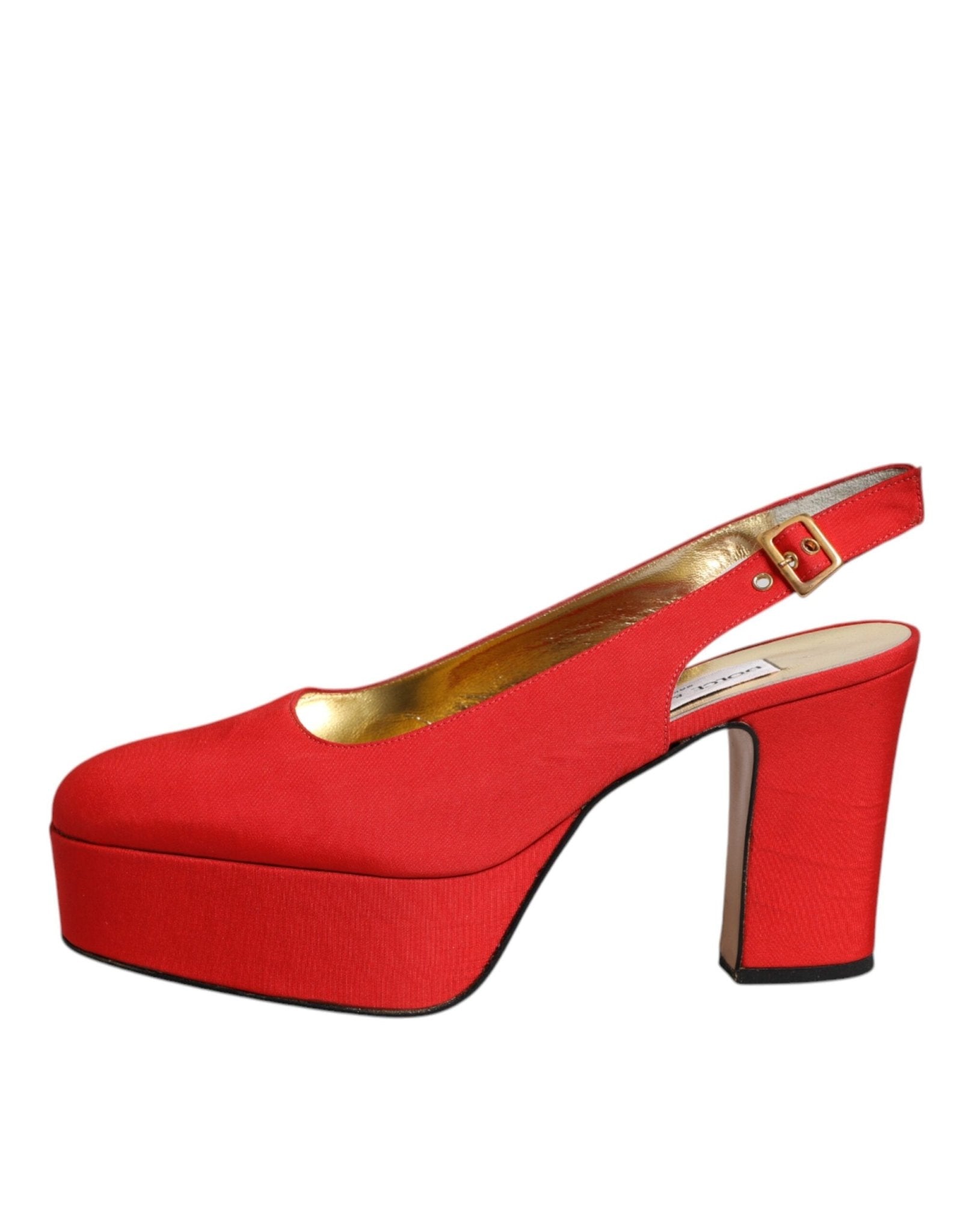 Dolce & Gabbana Red Platform Slingback Heels Sandals Shoes - SMARTMARTNZ