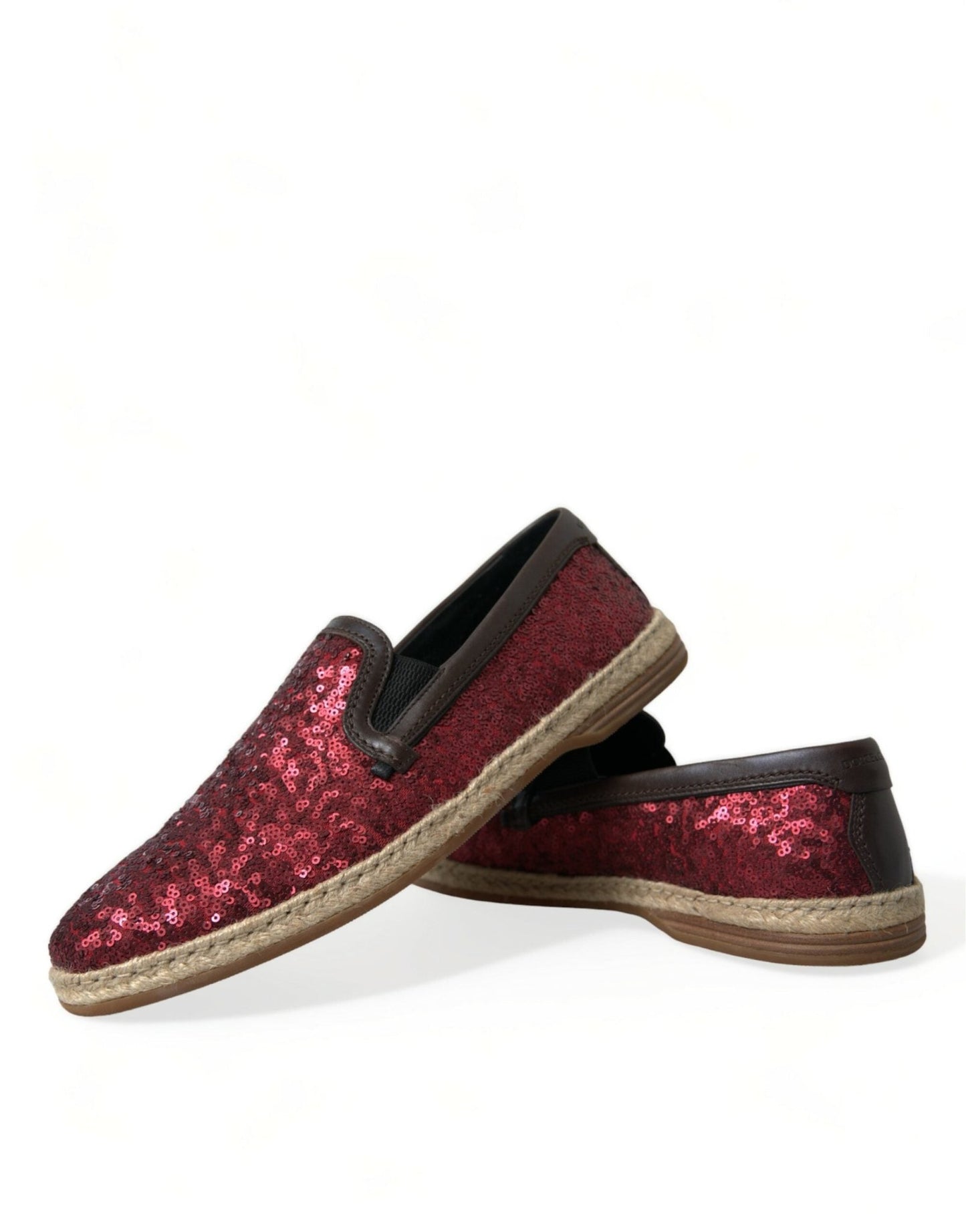 Dolce & Gabbana Red Sequined Loafers Slippers Men Shoes - SMARTMARTNZ