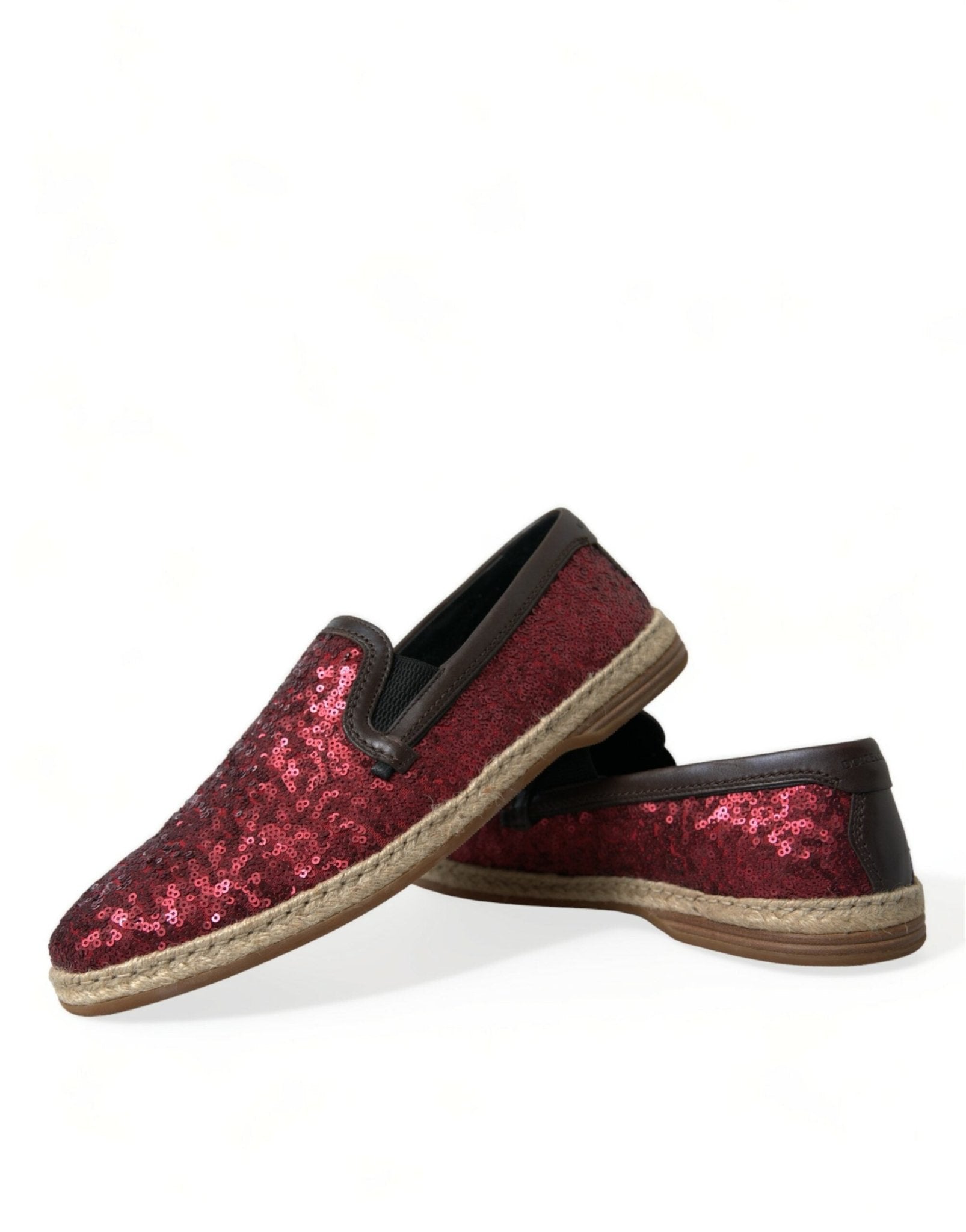 Dolce & Gabbana Red Sequined Loafers Slippers Men Shoes - SMARTMARTNZ