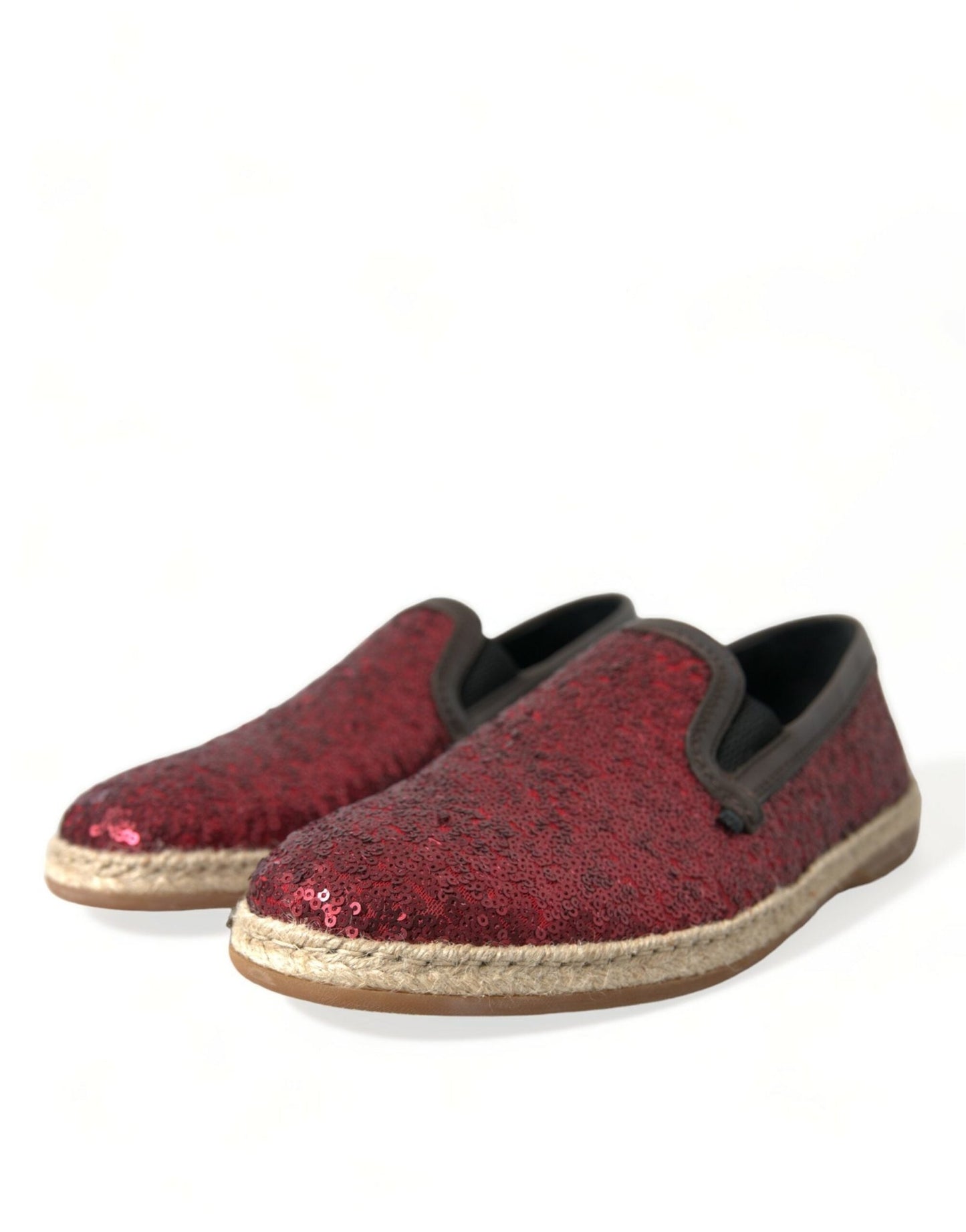 Dolce & Gabbana Red Sequined Loafers Slippers Men Shoes - SMARTMARTNZ