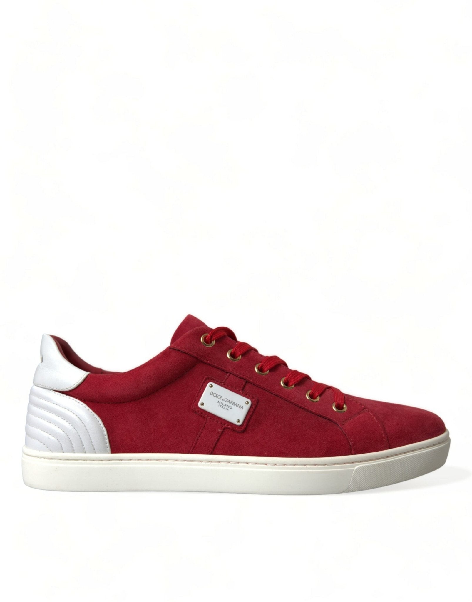 Dolce & Gabbana Red Suede Leather Men Low Top Sneakers Shoes - SMARTMARTNZ
