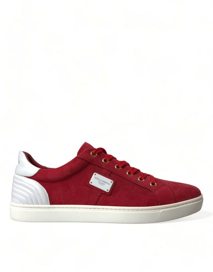 Dolce & Gabbana Red Suede Leather Men Low Top Sneakers Shoes - SMARTMARTNZ