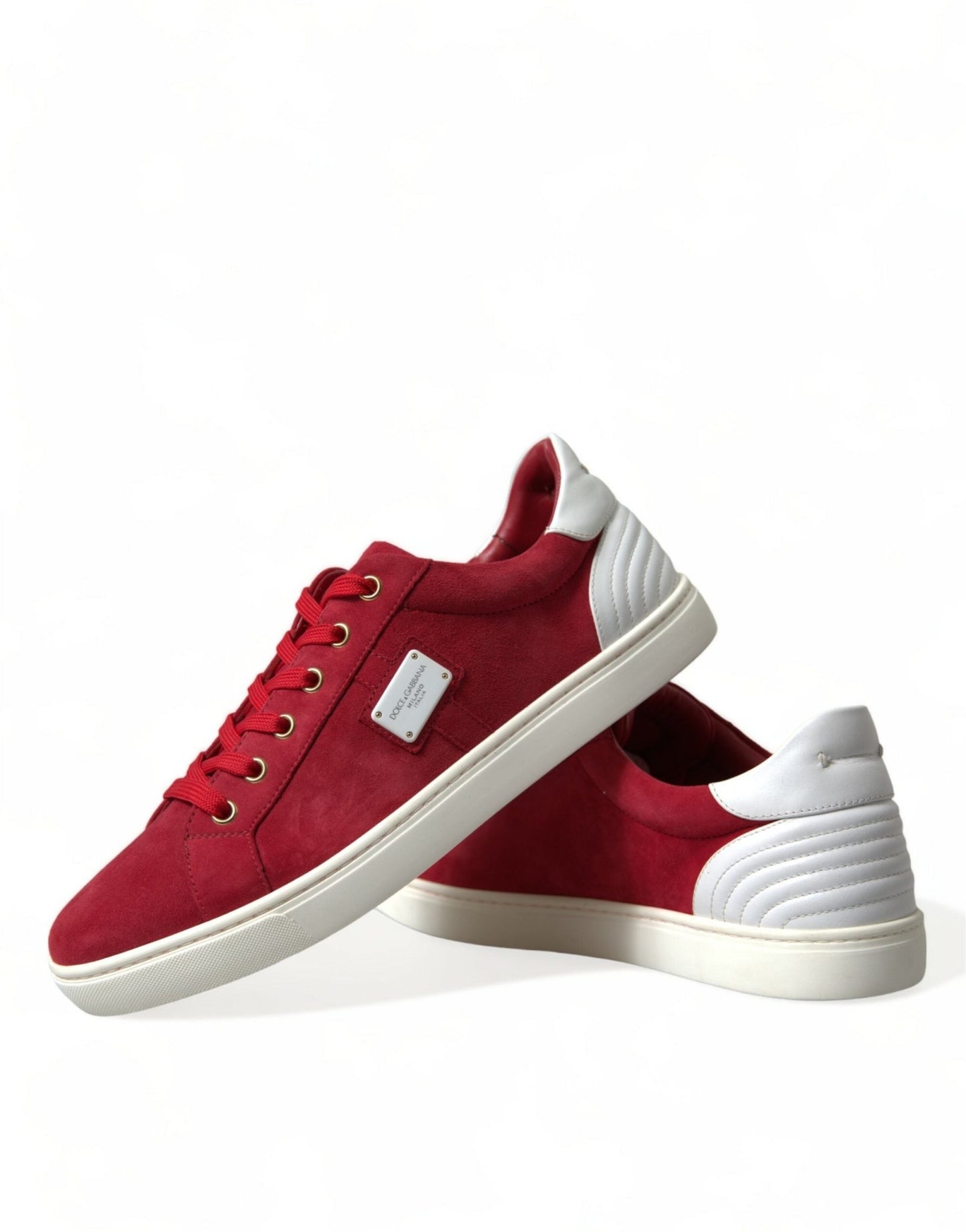 Dolce & Gabbana Red Suede Leather Men Low Top Sneakers Shoes - SMARTMARTNZ