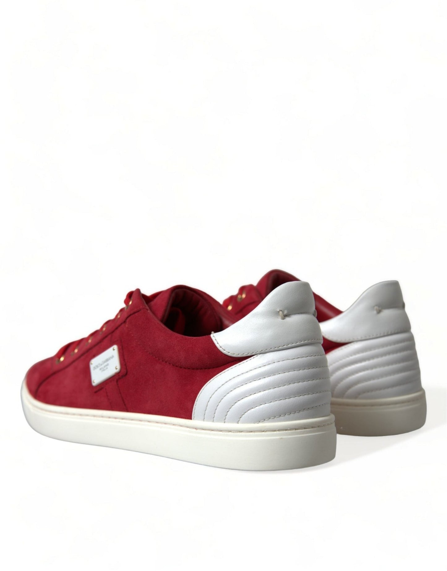 Dolce & Gabbana Red Suede Leather Men Low Top Sneakers Shoes - SMARTMARTNZ