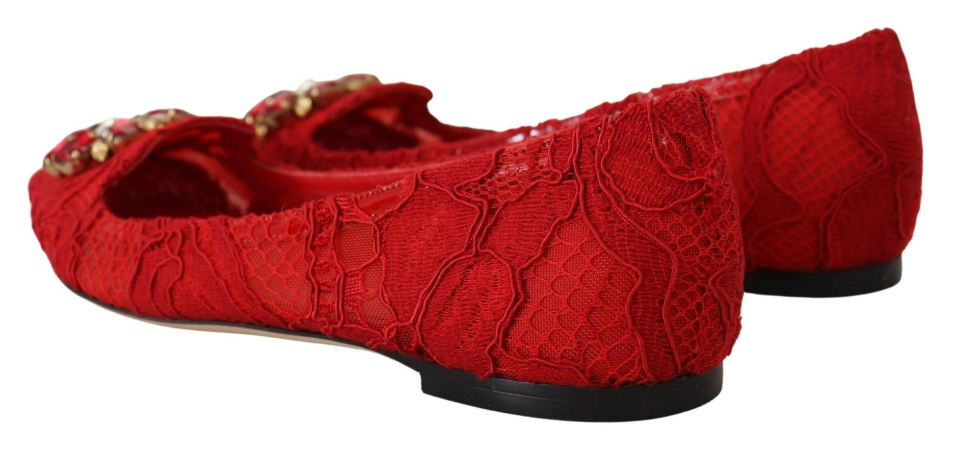 Dolce & Gabbana Red Taormina Crystals Loafers Flats Shoes - SMARTMARTNZ
