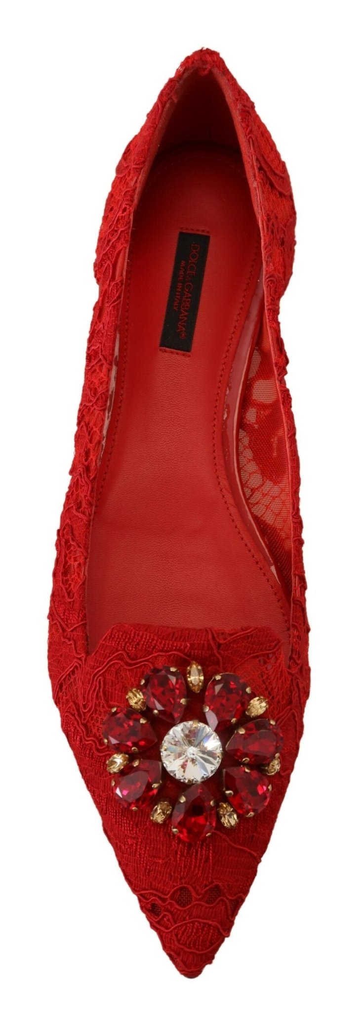 Dolce & Gabbana Red Taormina Crystals Loafers Flats Shoes - SMARTMARTNZ