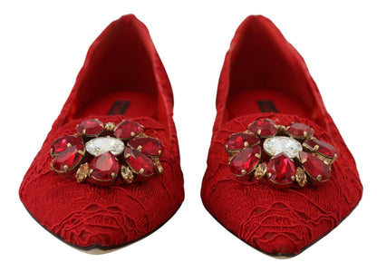 Dolce & Gabbana Red Taormina Crystals Loafers Flats Shoes - SMARTMARTNZ