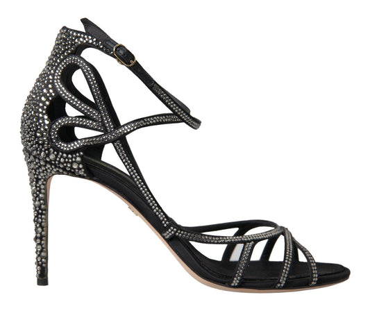 Dolce & Gabbana Rhinestone Stiletto Sandal Satin Shoes - SMARTMARTNZ