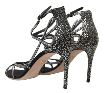 Dolce & Gabbana Rhinestone Stiletto Sandal Satin Shoes - SMARTMARTNZ