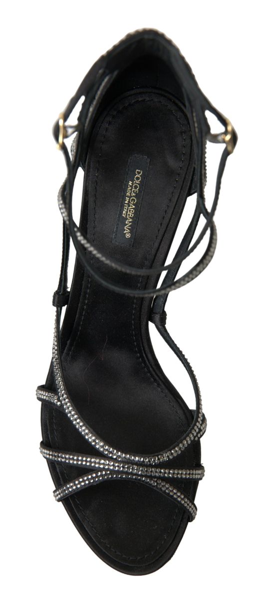 Dolce & Gabbana Rhinestone Stiletto Sandal Satin Shoes - SMARTMARTNZ