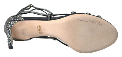 Dolce & Gabbana Rhinestone Stiletto Sandal Satin Shoes - SMARTMARTNZ