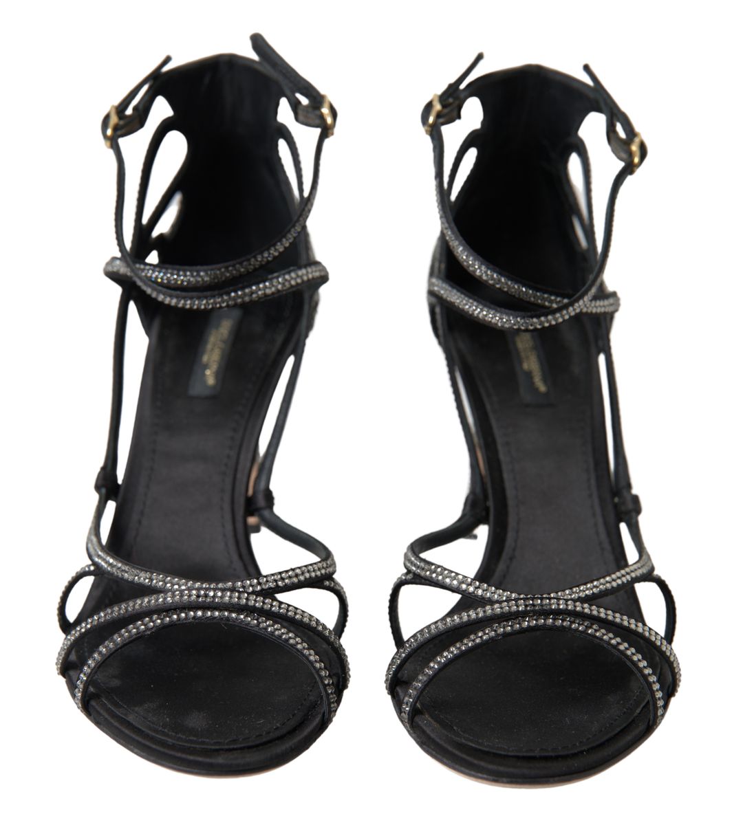 Dolce & Gabbana Rhinestone Stiletto Sandal Satin Shoes - SMARTMARTNZ