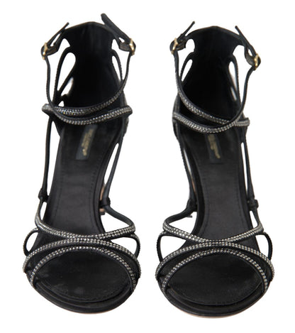Dolce & Gabbana Rhinestone Stiletto Sandal Satin Shoes - SMARTMARTNZ