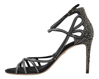 Dolce & Gabbana Rhinestone Stiletto Sandal Satin Shoes - SMARTMARTNZ