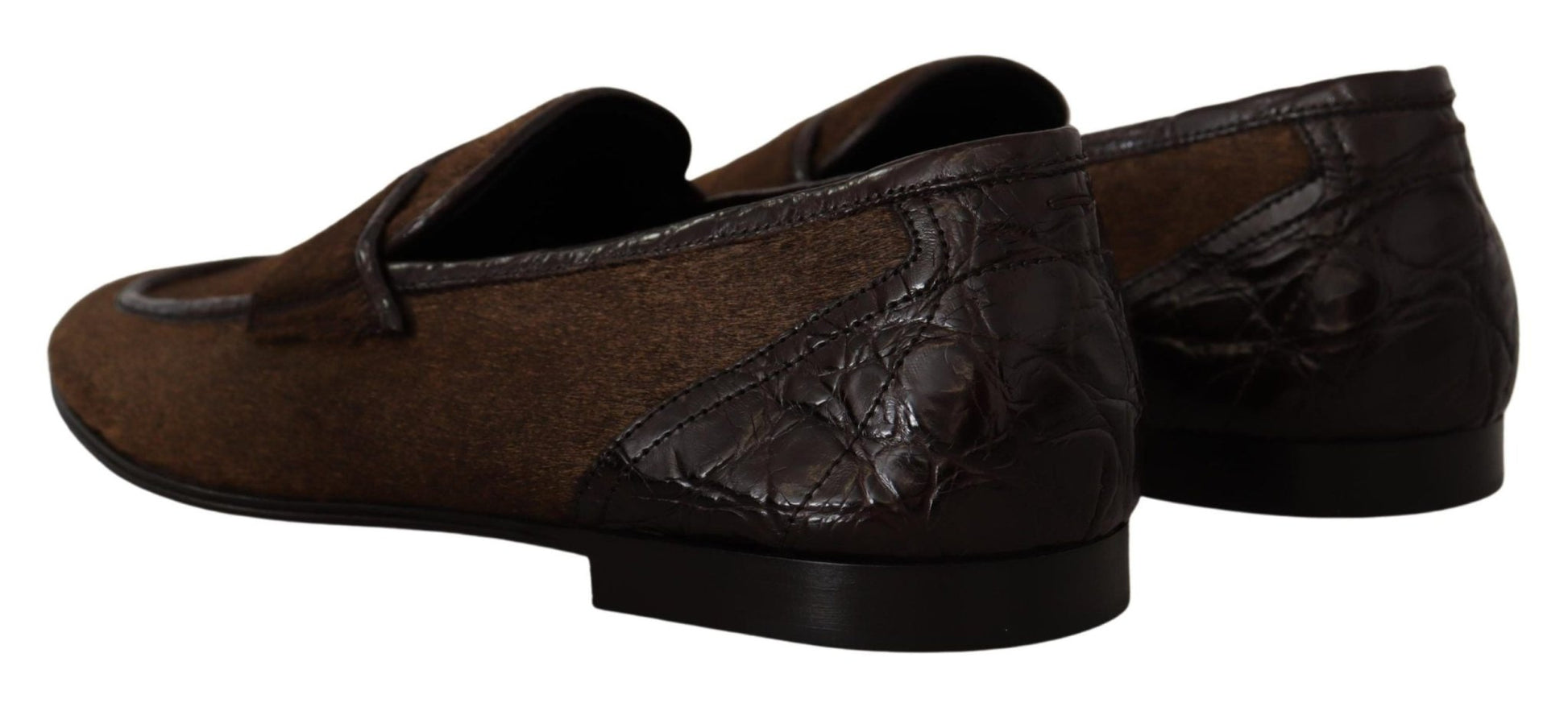 Dolce & Gabbana Shoes Dress Loafers Brown Leather Slip Shoes - SMARTMARTNZ