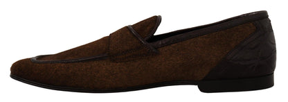 Dolce & Gabbana Shoes Dress Loafers Brown Leather Slip Shoes - SMARTMARTNZ