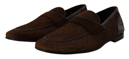 Dolce & Gabbana Shoes Dress Loafers Brown Leather Slip Shoes - SMARTMARTNZ