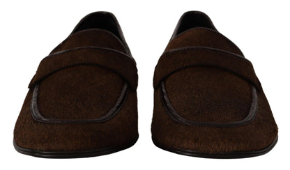 Dolce & Gabbana Shoes Dress Loafers Brown Leather Slip Shoes - SMARTMARTNZ