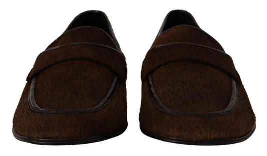 Dolce & Gabbana Shoes Dress Loafers Brown Leather Slip Shoes - SMARTMARTNZ