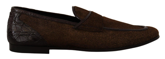 Dolce & Gabbana Shoes Dress Loafers Brown Leather Slip Shoes - SMARTMARTNZ