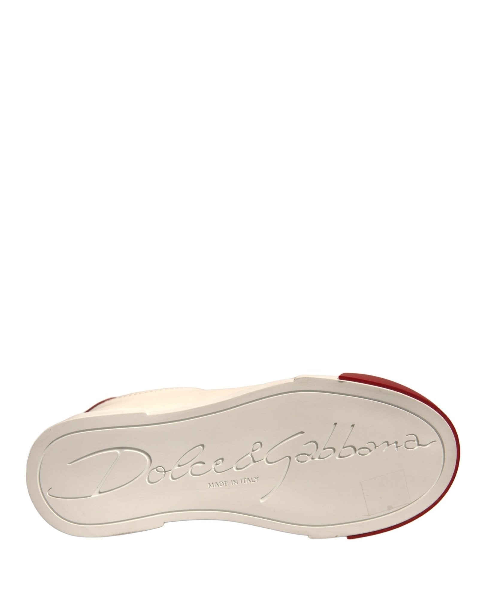 Dolce & Gabbana Shoes White Leather Logo Portofino Sneakers - SMARTMARTNZ