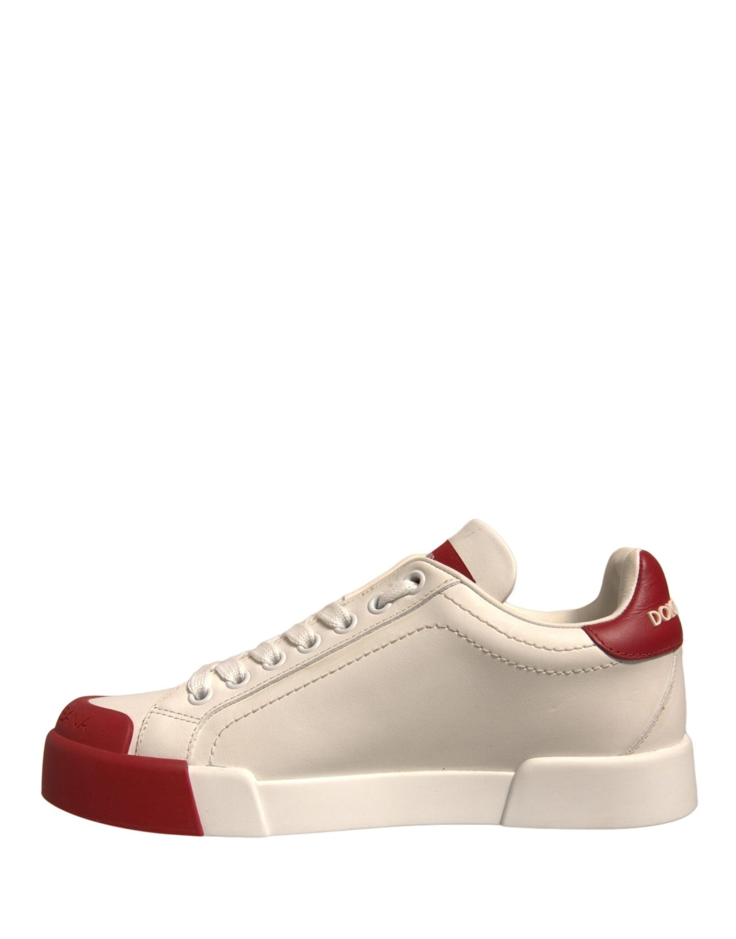 Dolce & Gabbana Shoes White Leather Logo Portofino Sneakers - SMARTMARTNZ