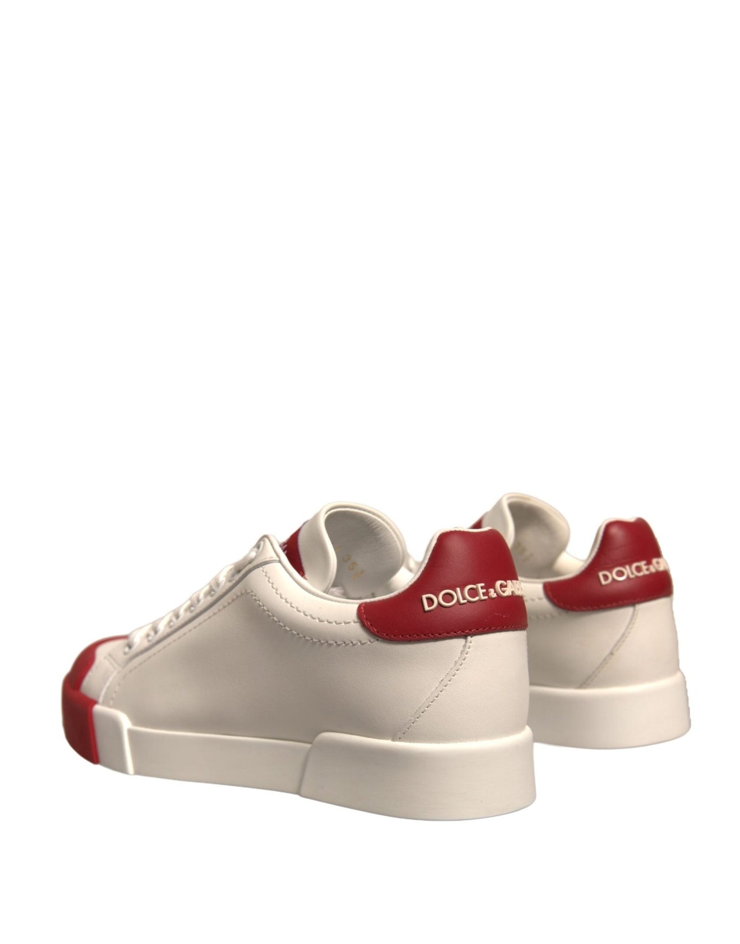 Dolce & Gabbana Shoes White Leather Logo Portofino Sneakers - SMARTMARTNZ