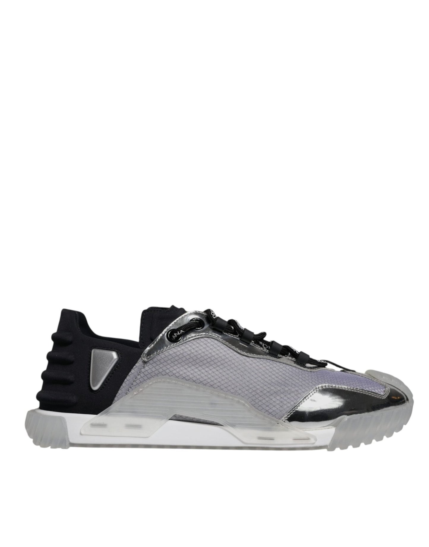 Dolce & Gabbana Silver Black Nylon NS1 Low Top Sneakers Shoes - SMARTMARTNZ