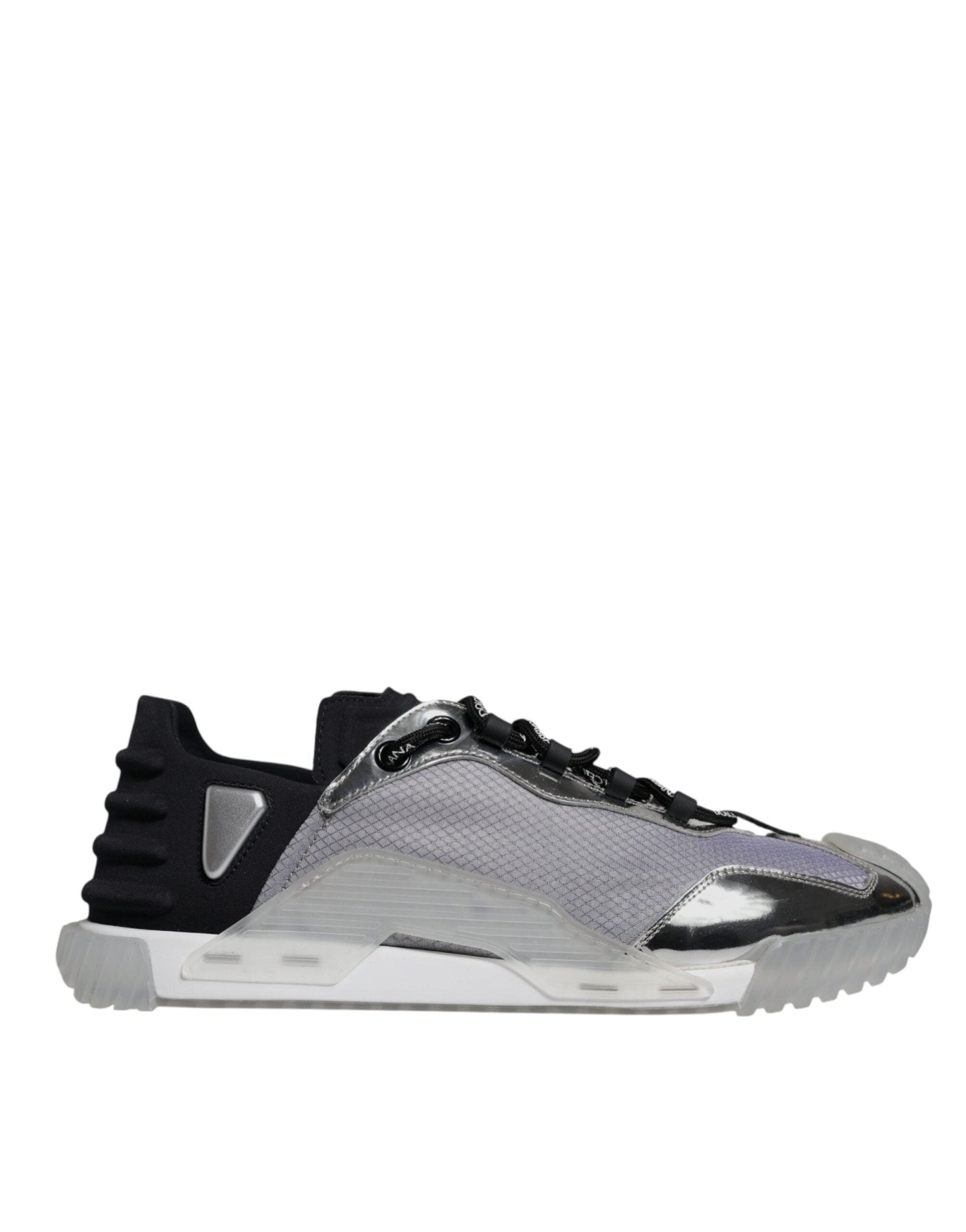 Dolce & Gabbana Silver Black Nylon NS1 Low Top Sneakers Shoes - SMARTMARTNZ
