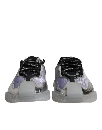 Dolce & Gabbana Silver Black Nylon NS1 Low Top Sneakers Shoes - SMARTMARTNZ
