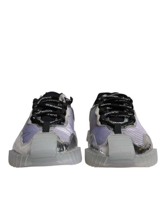 Dolce & Gabbana Silver Black Nylon NS1 Low Top Sneakers Shoes - SMARTMARTNZ