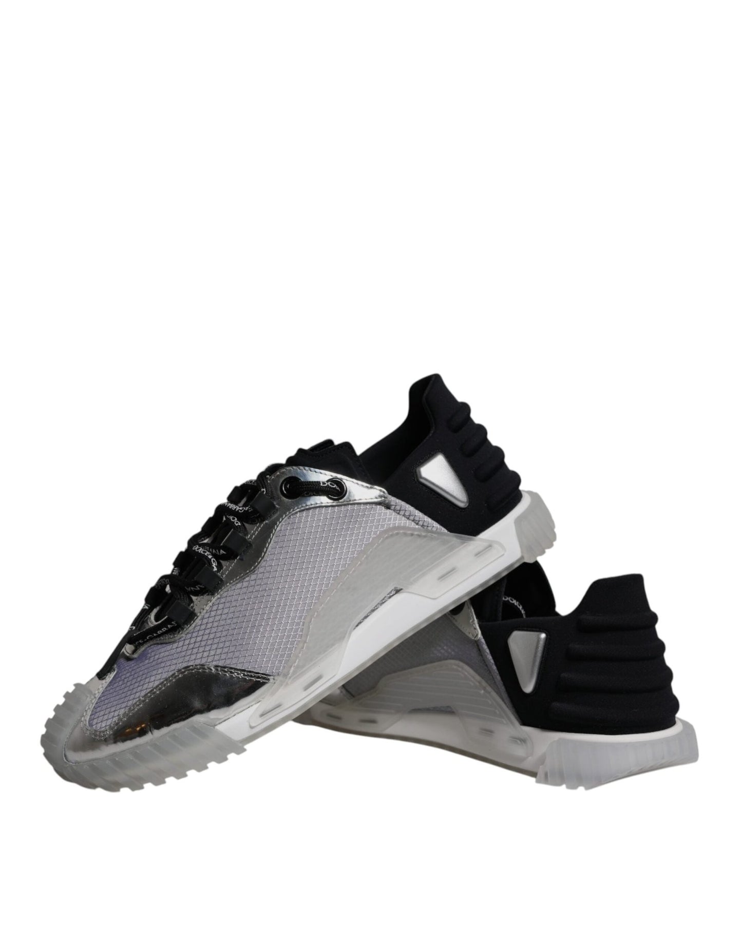 Dolce & Gabbana Silver Black Nylon NS1 Low Top Sneakers Shoes - SMARTMARTNZ