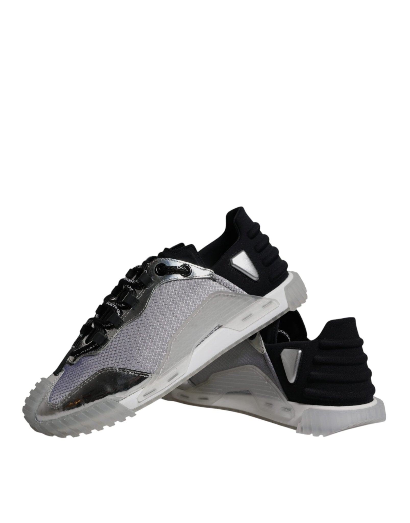 Dolce & Gabbana Silver Black Nylon NS1 Low Top Sneakers Shoes - SMARTMARTNZ