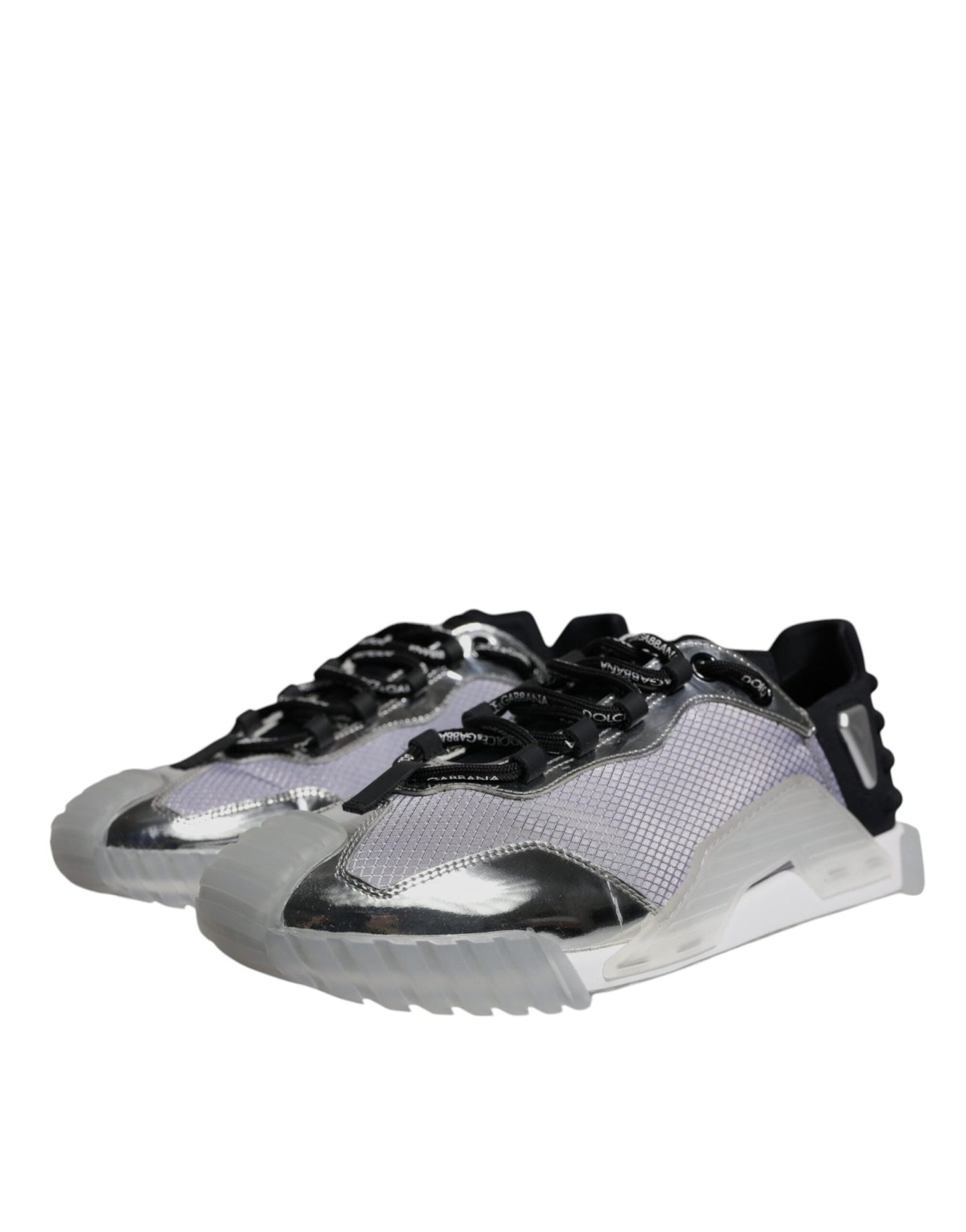 Dolce & Gabbana Silver Black Nylon NS1 Low Top Sneakers Shoes - SMARTMARTNZ