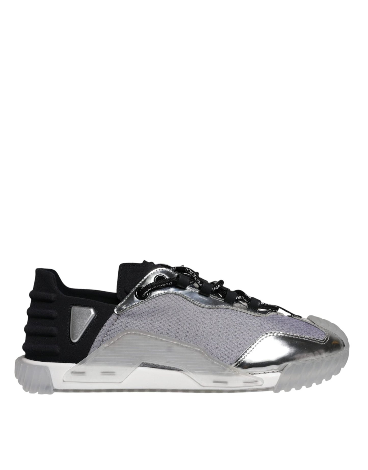 Dolce & Gabbana Silver Black Nylon NS1 Low Top Sneakers Shoes - SMARTMARTNZ