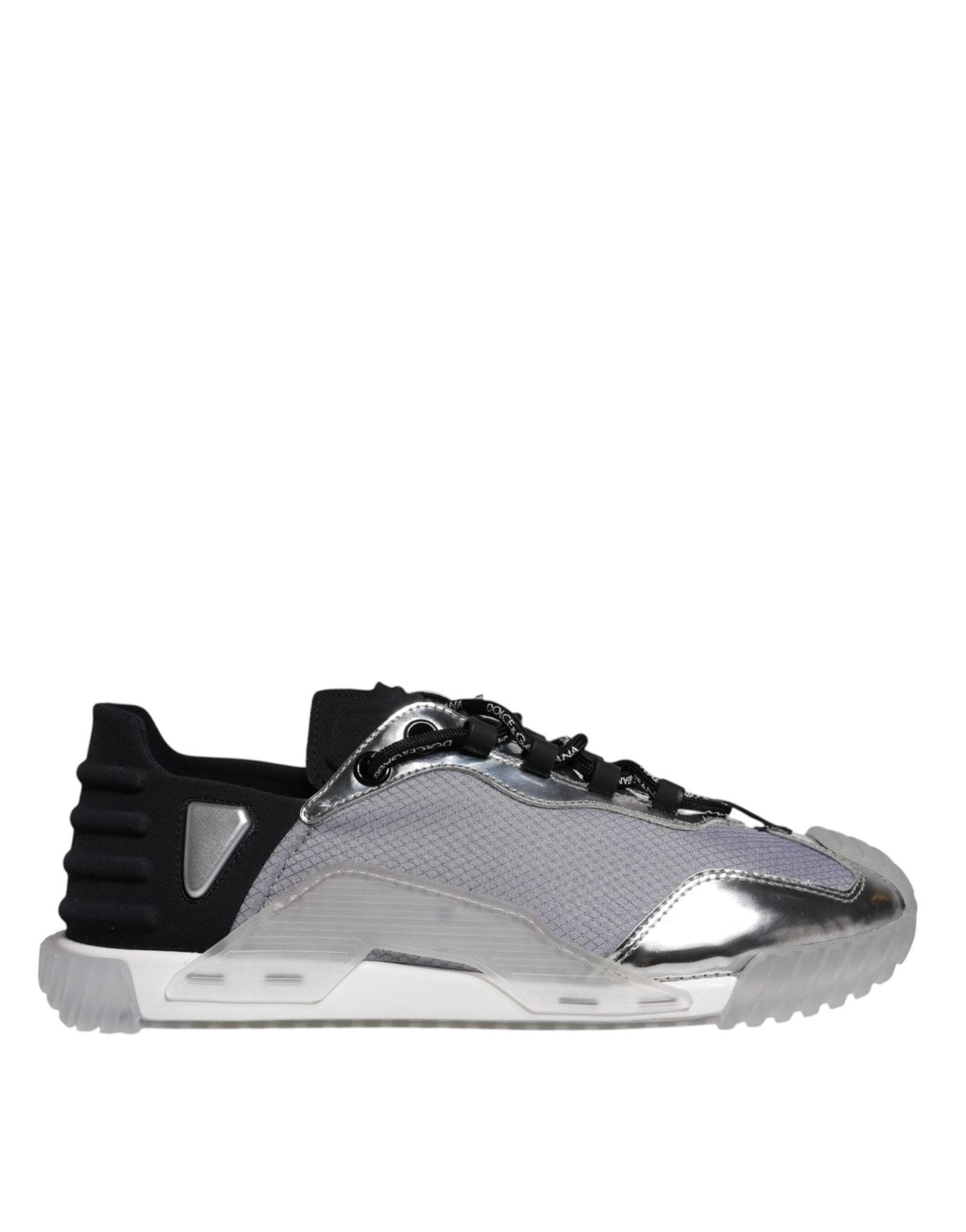 Dolce & Gabbana Silver Black Nylon NS1 Low Top Sneakers Shoes - SMARTMARTNZ