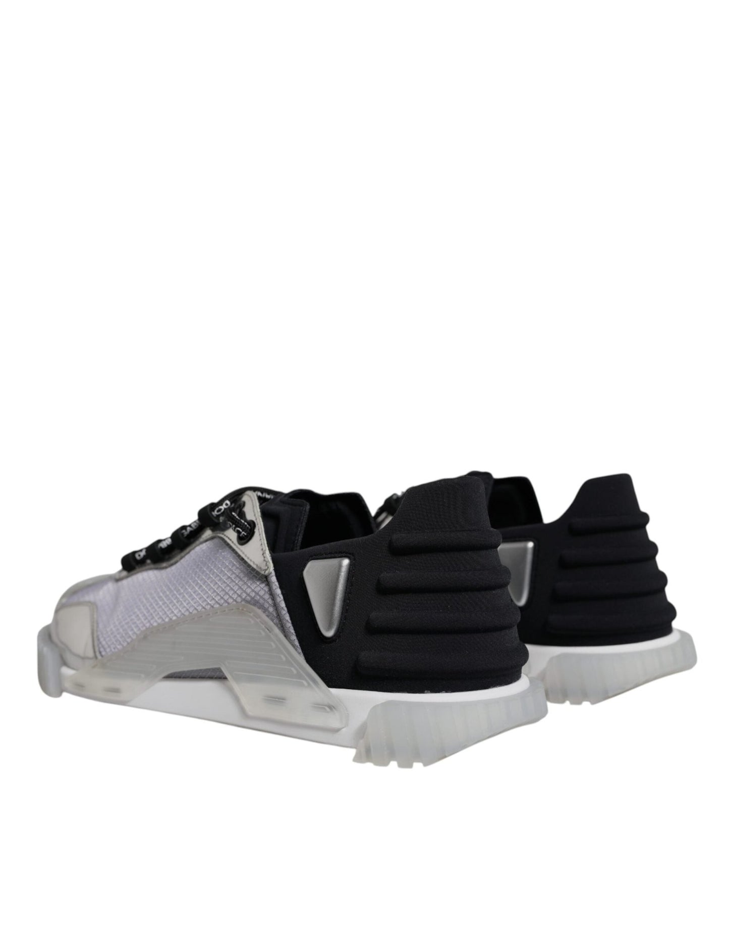 Dolce & Gabbana Silver Black Nylon NS1 Low Top Sneakers Shoes - SMARTMARTNZ