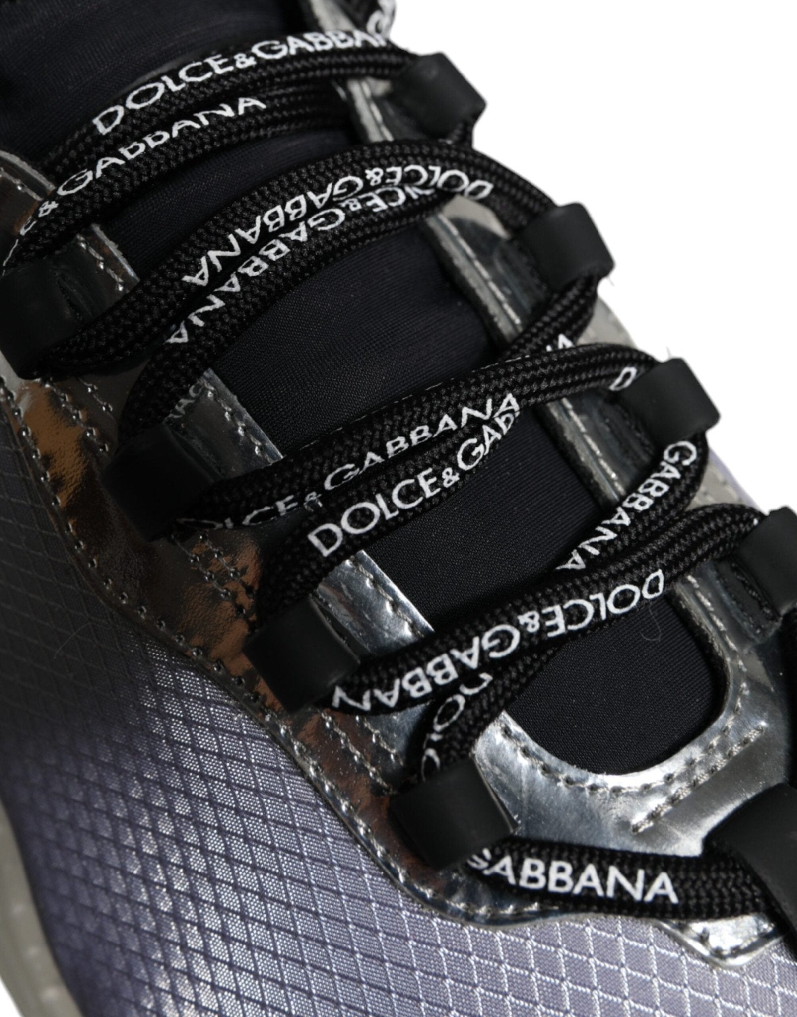 Dolce & Gabbana Silver Black Nylon NS1 Low Top Sneakers Shoes - SMARTMARTNZ