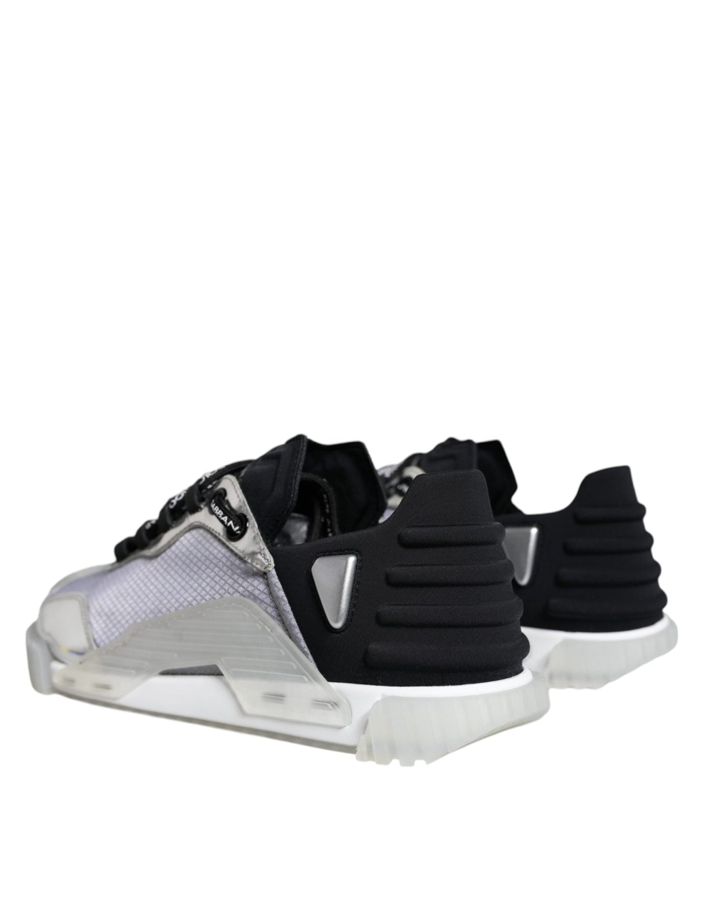 Dolce & Gabbana Silver Black Nylon NS1 Low Top Sneakers Shoes - SMARTMARTNZ