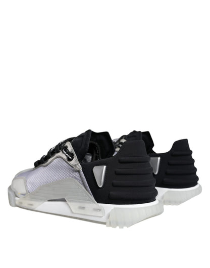 Dolce & Gabbana Silver Black Nylon NS1 Low Top Sneakers Shoes - SMARTMARTNZ