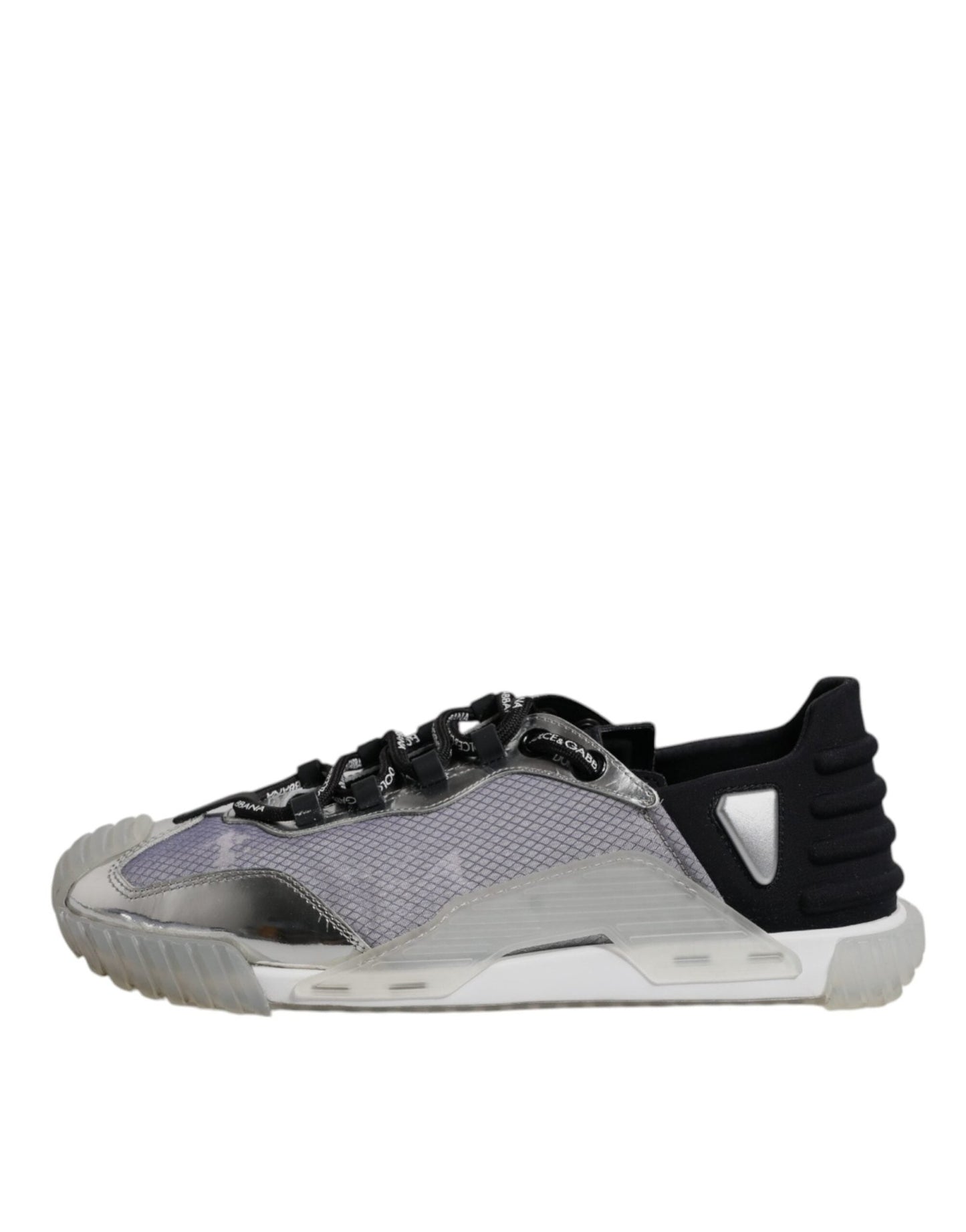 Dolce & Gabbana Silver Black Nylon NS1 Low Top Sneakers Shoes - SMARTMARTNZ