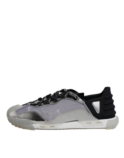 Dolce & Gabbana Silver Black Nylon NS1 Low Top Sneakers Shoes - SMARTMARTNZ